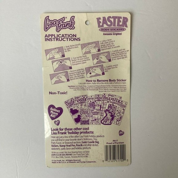 Vintage Lisa Frank Easter Glitter Body Stickers 50 Temporary Tattoo Rabbit Panda - Picture 2 of 12